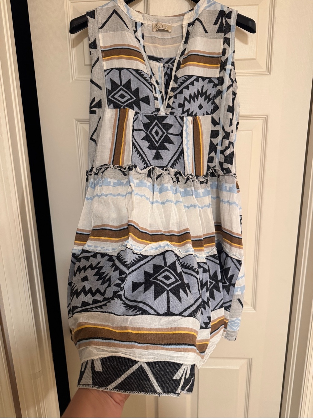 Sophia Dress/ Made in Italy. One size fits most 2-14. Linen feel. Pockets! - Picture 4 of 7